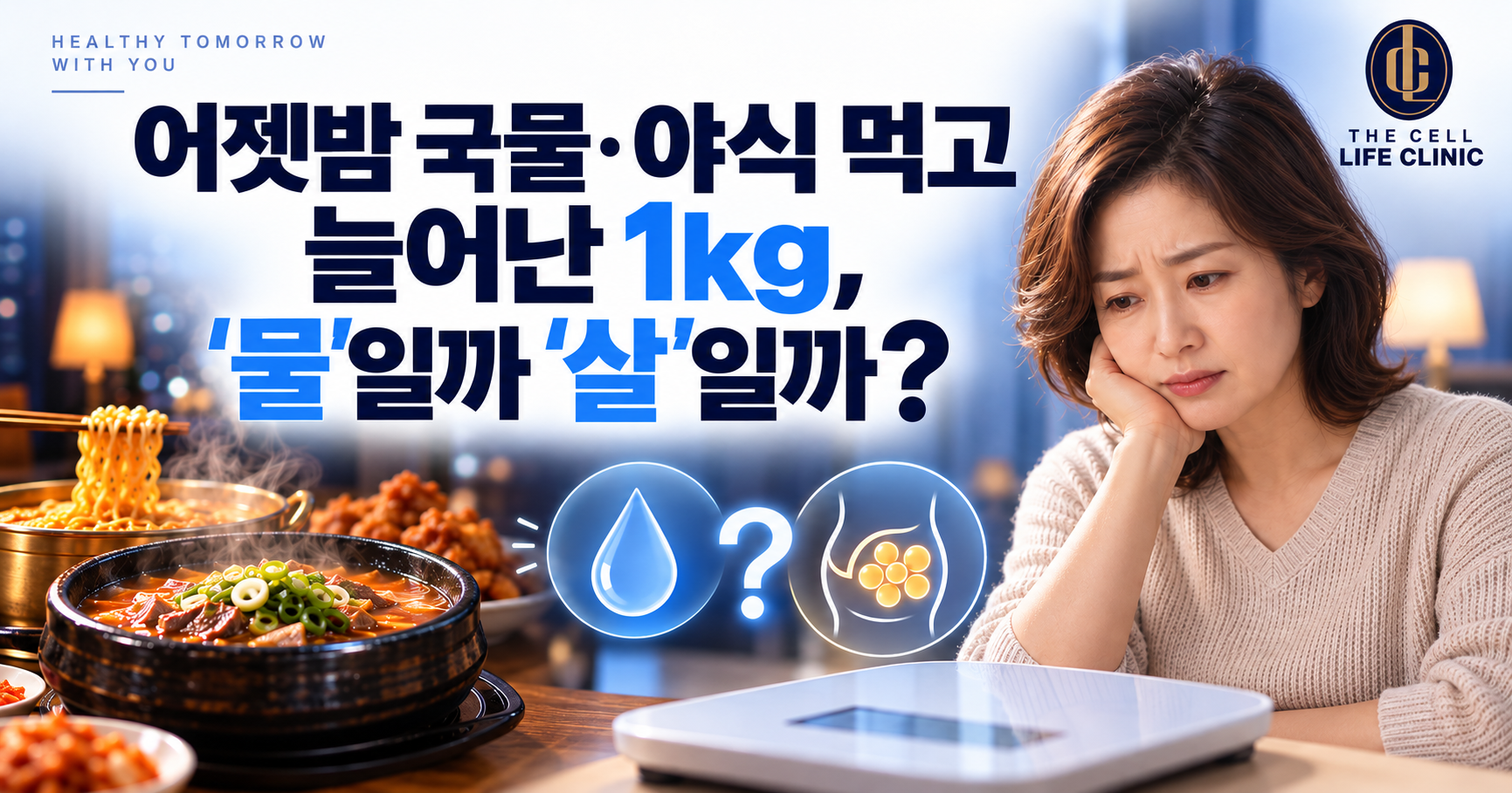 쌀쌀한 날씨 뜨끈한 국물 · 야식 먹고 늘어난 허리둘레는 지방일까? 40대 50대 여성 뱃살 강남 양재역 다…